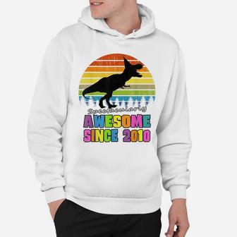 Awesome Since 2010 Dinosaur 10 Years Old Boy 10Th Birthday Hoodie | Crazezy UK