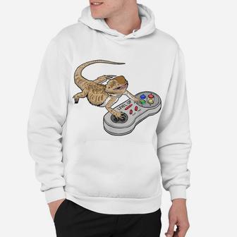 Bearded Dragon Playing Video Game Reptiles Pagona Gamers Hoodie | Crazezy
