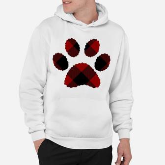 Buffalo Plaid Red Paw Print Dog Or Cat Lovers Christmas Gift Sweatshirt Hoodie | Crazezy