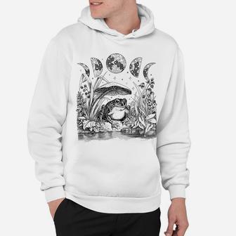 Cute Cottagecore Aesthetic Frog Mushroom Moon Witchy Vintage Hoodie | Crazezy