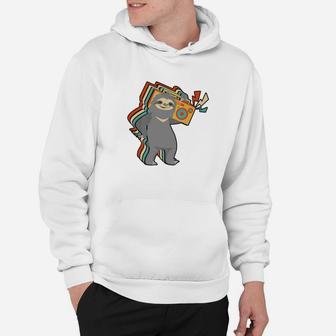 Cute Sloth Dancing With Radio Pet Animal Lover Hoodie | Crazezy