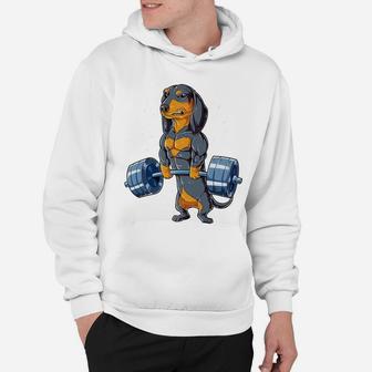 Dachshund Weightlifting Funny Deadlift Men Fitness Gym Gifts Hoodie | Crazezy