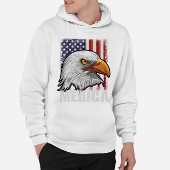 Distressed Bald Merica Eagle Sweatshirt Patriotic Eagle Flag Hoodie | Crazezy