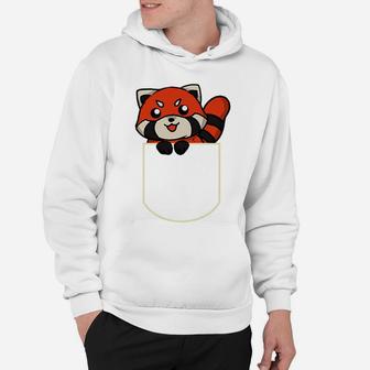 Funny Red Panda Bear In The Pocket Gift Red Panda Pocket Hoodie | Crazezy