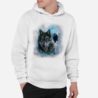 , Grey Wolf Hunting Ground, Icy Moon, Forest, Galaxy Hoodie | Crazezy CA