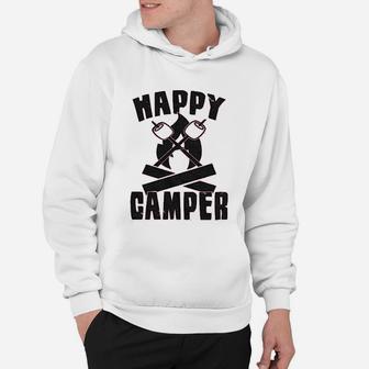 Happy Camper Funny Camping Hiking Cool Vintage Graphic Retro Hoodie | Crazezy CA