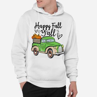 Happy Fall Y'all Pumpkin Truck Fall Harvest Vintage Truck Hoodie | Crazezy AU