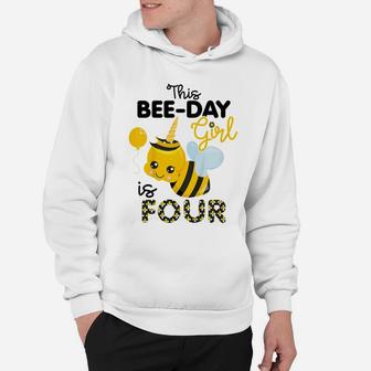 Kids 4Th Birthday Girl Bee Themed 4 Year Old Bday Matching Party Hoodie | Crazezy CA