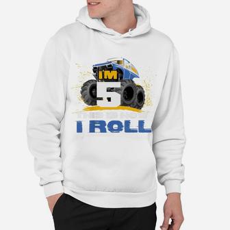 Kids I'm 5 Years Old This Is How I Roll Monster Trucks Hoodie | Crazezy UK