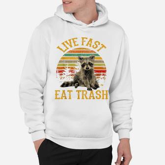Live Fast Eat Trash Funny Raccoon Camping Vintage Hoodie | Crazezy