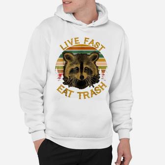 Live Fast Eat Trash Funny Raccoon Camping Vintage Shirt Hoodie | Crazezy
