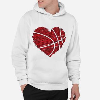 Love Valentines Day Basketball Art Scribble Heart Hoodie | Crazezy CA