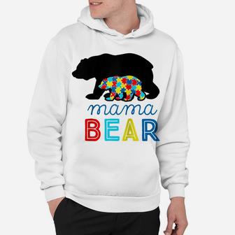 Mama Bear Autism Awareness Autistic Mom Love Support Gift Raglan Baseball Tee Hoodie | Crazezy CA