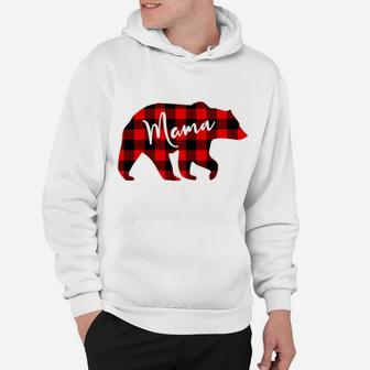 Mama Bear Red Plaid Matching Family Christmas Sweatshirt Hoodie | Crazezy