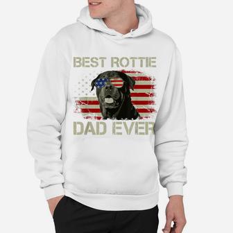 Mens Best Rottie Dad Ever Tshirt Rottweiler American Flag Gift Hoodie | Crazezy