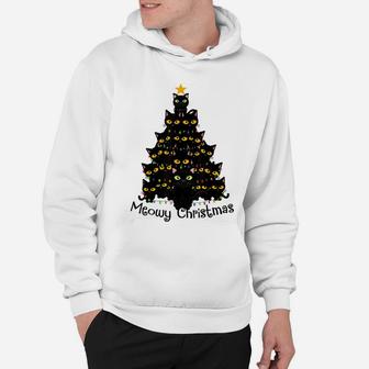 Meowy Cat Christmas Tree Shirt Men Women Tee Plus Size Hoodie | Crazezy UK