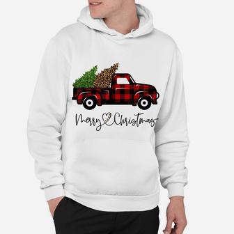 Merry Christmas Buffalo Truck Tree Red Plaid Leopard Women Hoodie | Crazezy