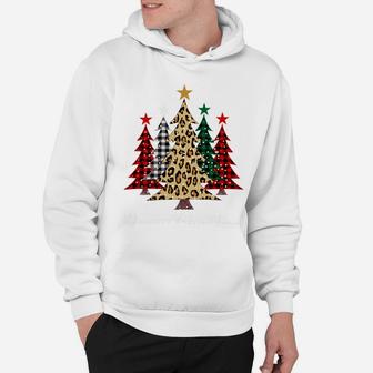 Merry Christmas Trees With Buffalo Plaid & Leopard Design Sweatshirt Hoodie | Crazezy CA