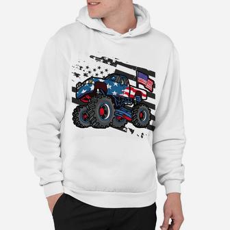 Monster Truck Gift All American Usa Flag - Boys 4Th Of July Sweatshirt Hoodie | Crazezy