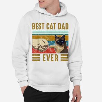 Retro Vintage Best Cat Dad Ever Fathers Day Siamese Cat Gift Hoodie | Crazezy