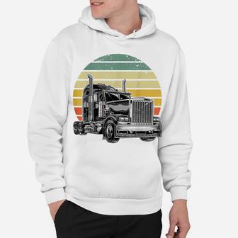 Retro Vintage Trucker Big Rig Semi-Trailer Truck Driver Gift Hoodie | Crazezy