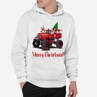 Santa Rudolph Monster Truck Men Guy Boys Teen Kid Youth Gift Zip Hoodie Hoodie | Crazezy UK