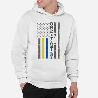 Thin Blue Gold Line Flag - One Family - Police Dispatcher Sweatshirt Hoodie | Crazezy