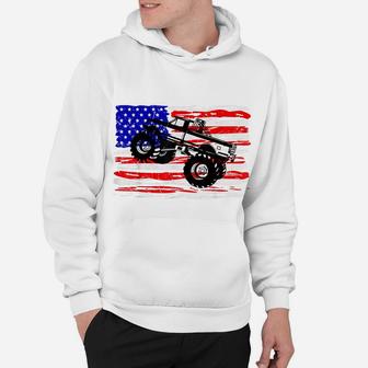 US Flag Monster Truck Tshirt American Trucks Cars Lover Tee Hoodie | Crazezy