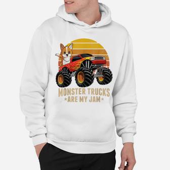 Vintage Monster Truck Corgi Dog Retro Sunset Boys Kids Gift Hoodie | Crazezy