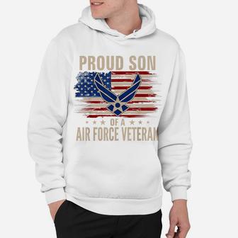 Vintage Proud Son Of A Air Force Veteran American Flag Hoodie | Crazezy