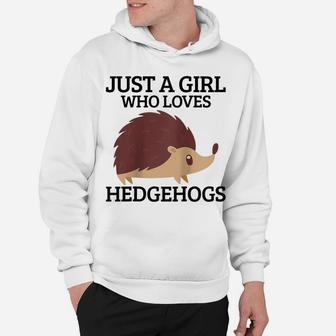 Womens Just A Girl Who Loves Hedgehogs Hedgehog Mom Funny Cute Gift Raglan Baseball Tee Hoodie | Crazezy CA