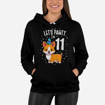 11 Years Old Corgi Dog Lover 11Th Birthday Party Outfit Kid Women Hoodie | Crazezy DE