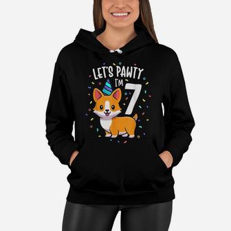 7 Years Old Corgi Dog Lover 7Th Birthday Party Outfit Kid Women Hoodie | Crazezy AU