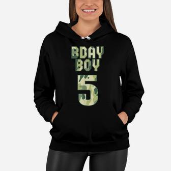 Camouflage Bday Boy 5Y Military Little Officer 5Th Birthday Women Hoodie | Crazezy