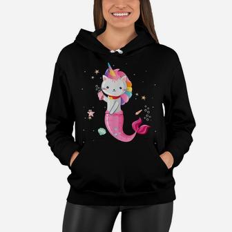 Cat Mermaid Unicorn Girl Women Hoodie | Crazezy