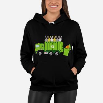 Garbage Truck Easter Day Bunny Eggs Easter Gift Kids Women Hoodie | Crazezy