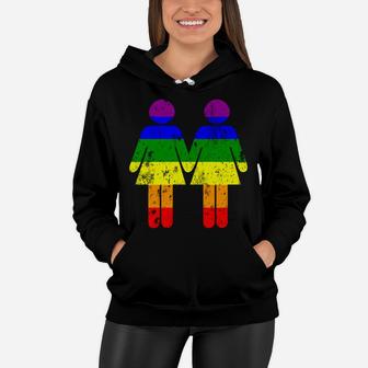 Girls Holding Hands Rainbow Flag Gay Pride Lesbian Sweatshirt Women Hoodie | Crazezy DE