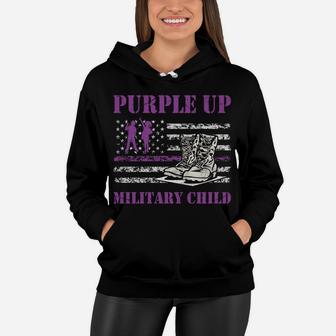 I Purple Up Month Of Military Child Kids Army Us Flag Retro Sweatshirt Women Hoodie | Crazezy UK