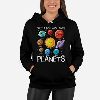 Just A Boy Who Loves Planets Solar System Space Science Women Hoodie | Crazezy