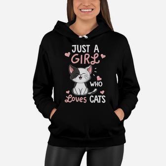 Just A Girl Who Loves Cats Tshirt Cute Cat Lover Gifts Women Hoodie | Crazezy AU