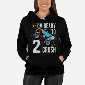 Kids 2Nd Birthday Boy Shirt 2 Year Old Monster Truck Car T Shirt Women Hoodie | Crazezy