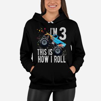 Kids 3 Year Old Shirt 3Rd Birthday Boy Monster Truck Car T Shirt Women Hoodie | Crazezy