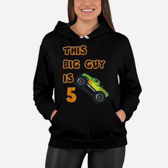 Kids 5Th Birthday Boy Monster Truck Shirt 5 Year Old Boys Cars Women Hoodie | Crazezy AU