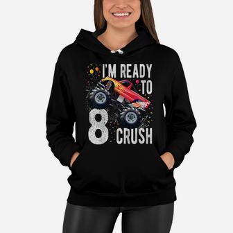 Kids 8Th Birthday Boy Shirt 8 Year Old Monster Truck Car T Shirt Women Hoodie | Crazezy
