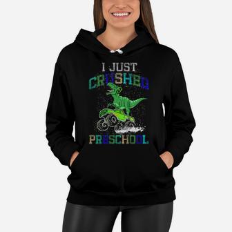 Kids I Just Crushed Pre School Monster Truck T-Rex Dinosaur Women Hoodie | Crazezy CA
