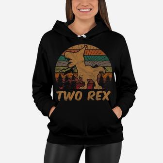 Kids Two Rex Dinosaur Lover 2 Year Old Gift 2Nd Birthday Boy Women Hoodie | Crazezy CA