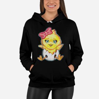 Kids Yellow Baby Chick With Pink Bow Girls Women Hoodie | Crazezy AU