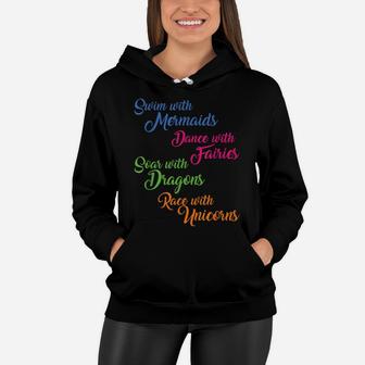 Mermaid Fairy Dragon Unicorn Shirt Girl Women Teen Gift Idea Women Hoodie | Crazezy