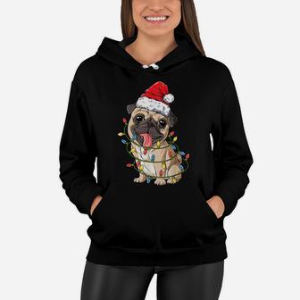 Pug Christmas Tree Lights Santa Dog Xmas Gifts Boys Pugmas Women Hoodie | Crazezy CA