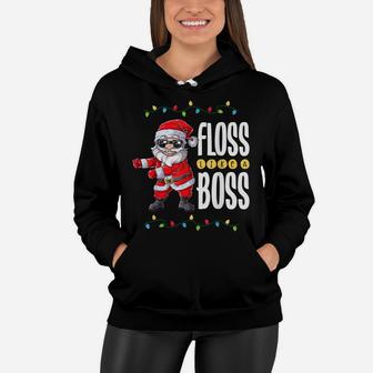 Santa Floss Like A Boss Christmas Boys Kids Xmas Flossing Women Hoodie | Crazezy DE
